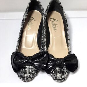 Lavorarione Artigiana Butter checkered bow heels. Size 7.